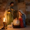 Friendly Resin Nativity Set LED Light Holy Family Three Persons Christmas Decoration for Indoor Festival Ambiances HX6C