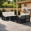 Garden Sofa Set 6 pcs Black and Cream White Poly Rattan