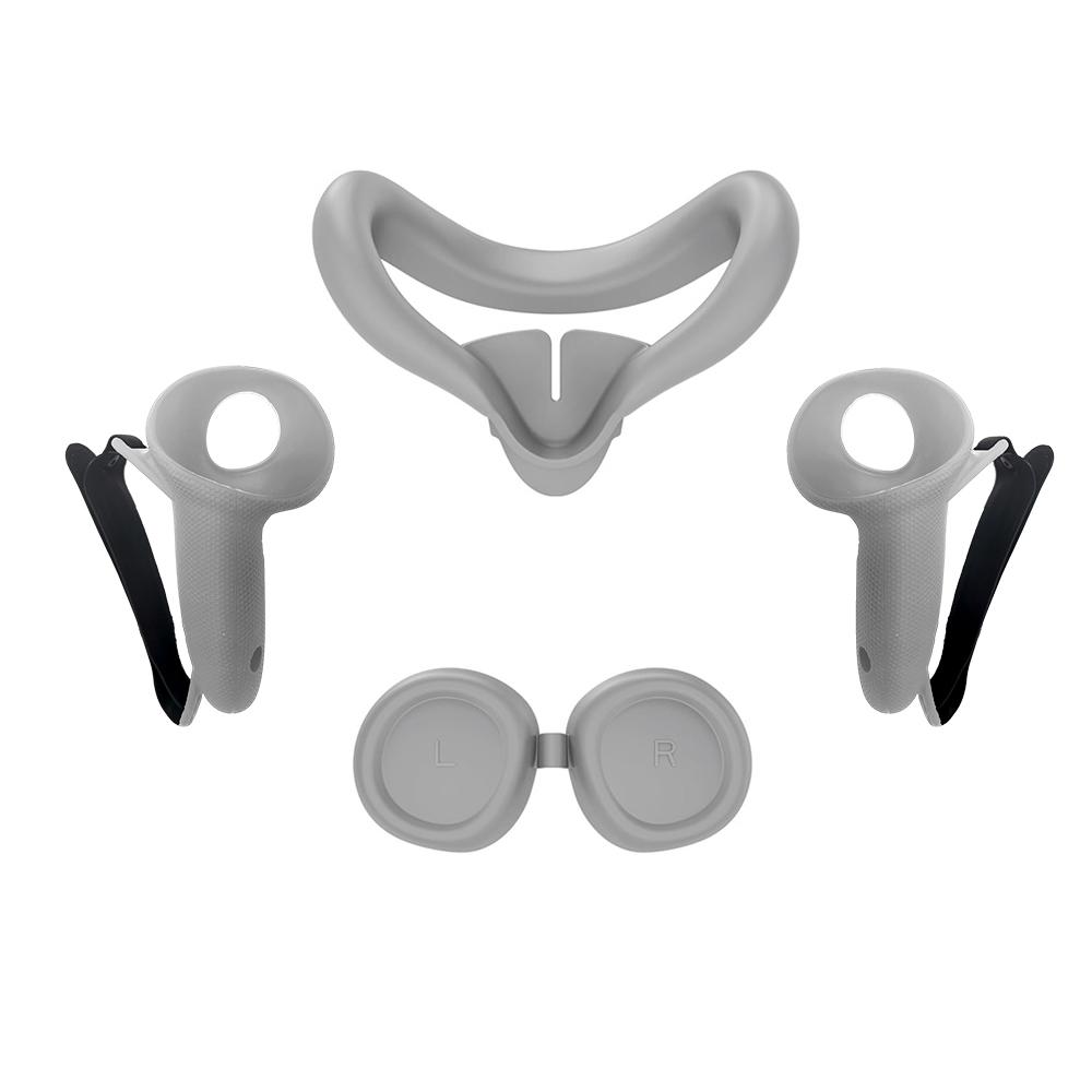 

Anti Sweat Silicone Face Cover Lens Cover & Controllers Case Set For Meta Quest 3 VR Accessories Protection серый
