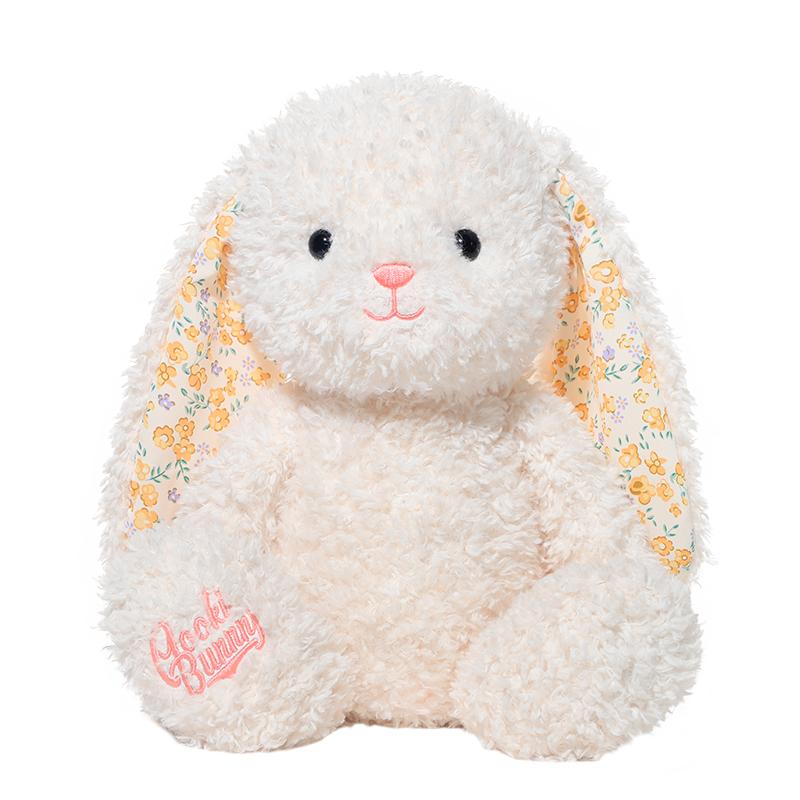 Cartoon High Quality Floral Long-eared Rabbit Plush Doll Soft White Purple Green Bunny Plush Appease Toy Gift for Girls