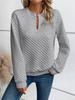 2025 Autumn/Winter Women's Solid Deep V-Neck Patchwork Long Sleeve Casual Sweatshirt
