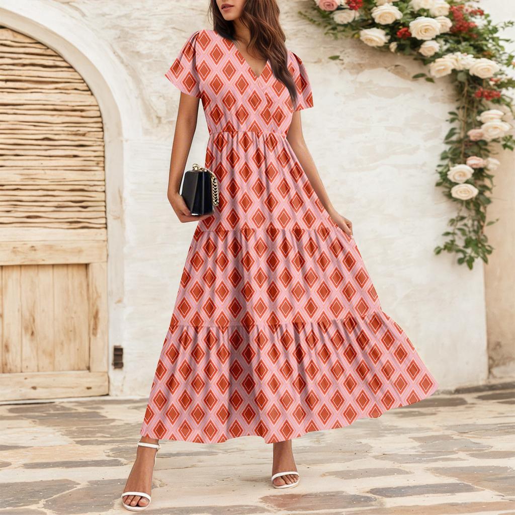 Fließende Kleider für Damen, Sommerkleider für Damen, lässige Maxikleider mit kurzen Ärmeln, formelle Maxikleider