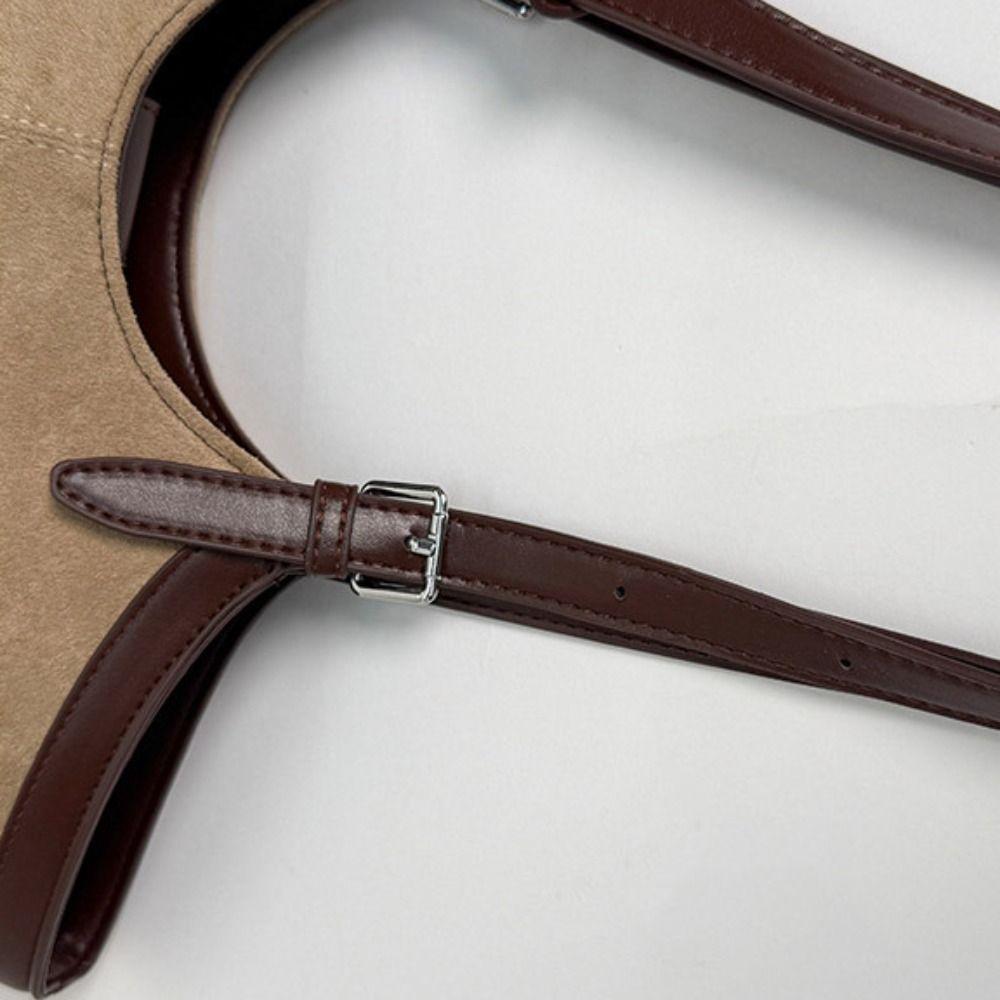 Solid Color Suede Shoulder Bag Korean Style Underarm Packs Casual Matte PU Handbag  Travel
