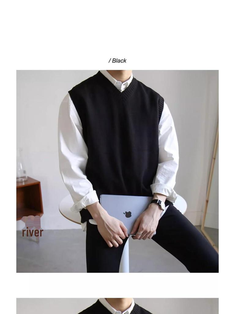 2023 Men's Trendy V-Neck Sleeveless Knit Sweater Vest