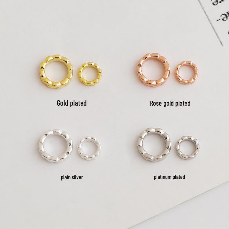Gold-Plated S925 Sterling Silver Wheat Ear Spacer Beads for DIY Jewelry