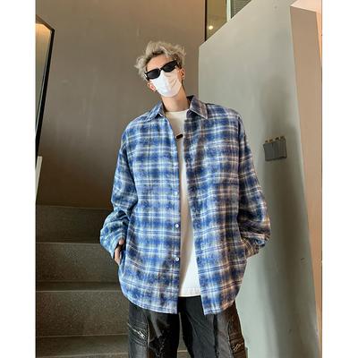 Fröhliches lässiges Karohemd im Hongkong-Stil für Herren, trendige Markenjacke für Frühling und Herbst, locker sitzendes Oberteil für Teenager