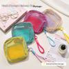 Candy Color Square Mesh Cosmetic Organization Storage Bag With Zipper Portable Sundries Pouch For Travel With Rope 1Pc