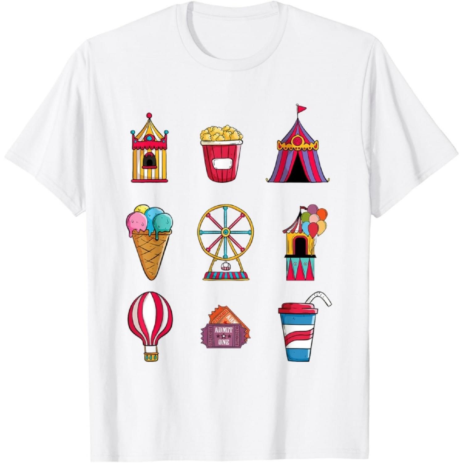 Funny State Fair With Ice Cream Ferris Wheel And Circus Tent Men Women Kids T-Shirt XXXXXL белый