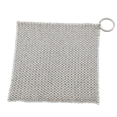 Metal Wire Scrubber 4 Inch 10x10cm Seamless Welded Ultra Fine 0 5x3 8mm Stainless Steel Chainmail Mesh Cleaning Pad with Key Ring