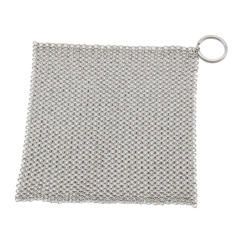 Metal Wire Scrubber 4 Inch 10x10cm Seamless Welded Ultra Fine 0 5x3 8mm Stainless Steel Chainmail Mesh Cleaning Pad with Key Ring
