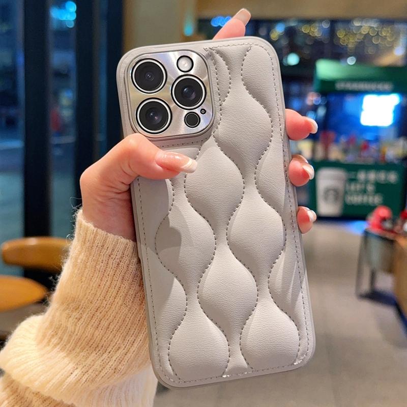 For iPhone 16 Pro Case Creative Chic Gourd Texture Leather+TPU Phone Cover