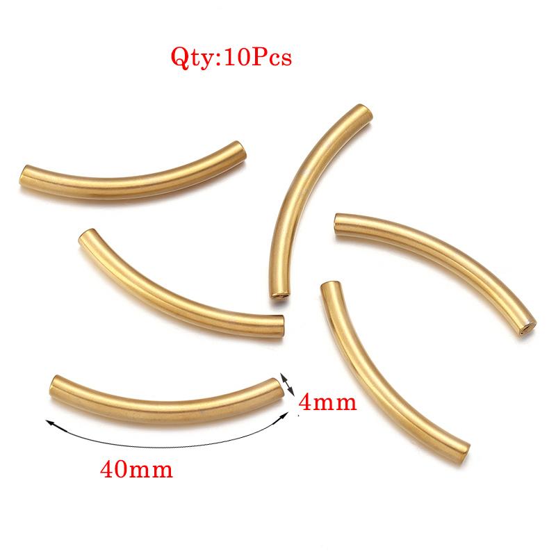 Stainless Steel Curved Tube For Jewelry Making Gold Color Straight Beads Connector Bracelet Necklace Diy Jewelry Finding