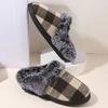 Fashion Retro Plaid Plush Slippers for Women Soft Faux Fur House Cotton Slippers Woman Winter Slip On Non Slip Furry Slides Female