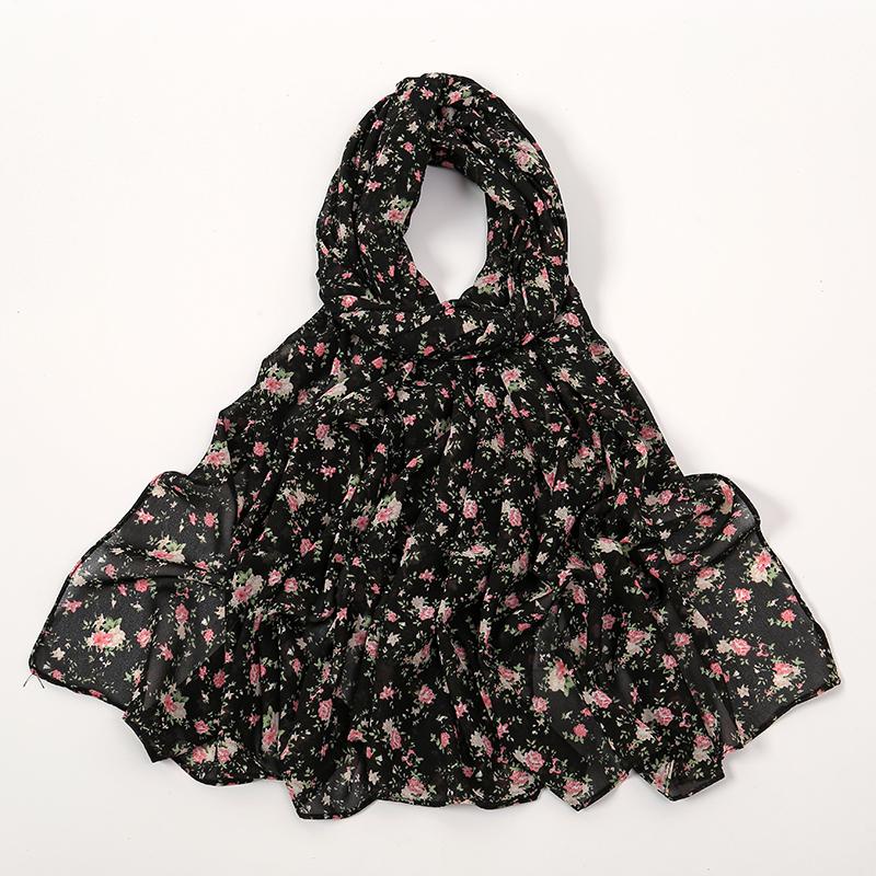 Modischer Blumenmuster Chiffon Schal Für Muslimische Frauen Chiffon Hijab Mode Damen Elegante Lange Schals Wickeltücher Fabrik