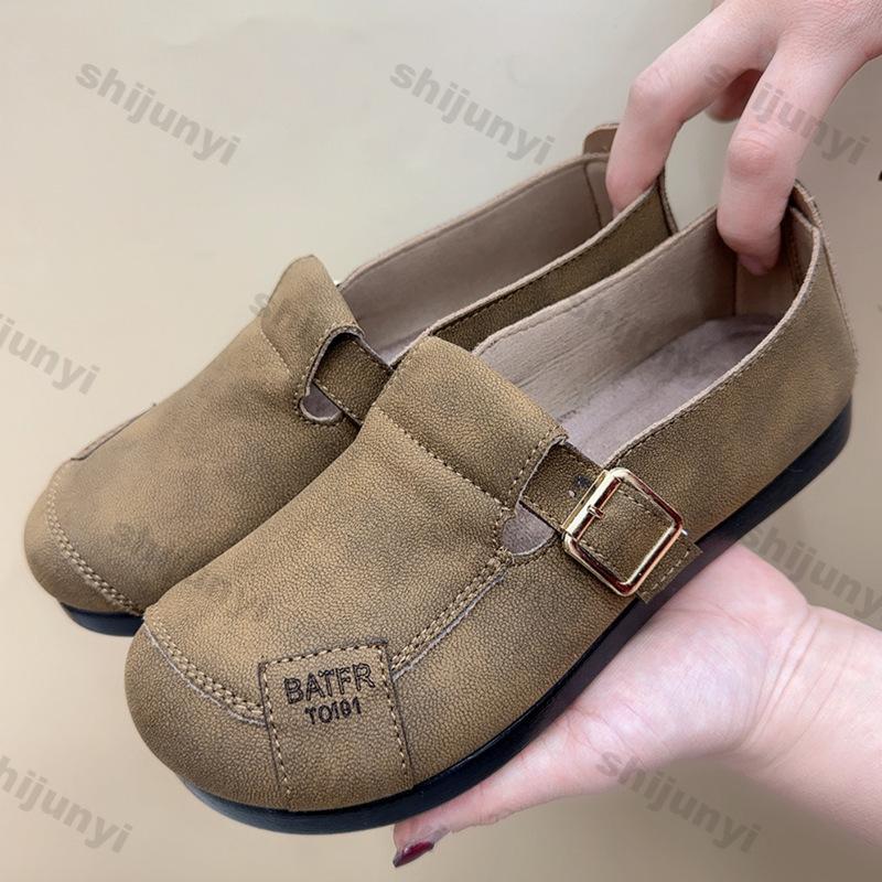 Fashion Women's Loafers 2025 Spring Autumn Soft Sole Fashion Buckle Strap Comfortable Casual Shoes Vintage Luxury Non Slip Casual Shoes