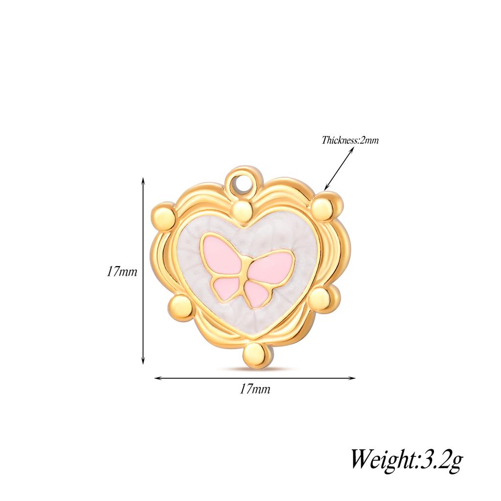 6Pcs/lot Enamel Cherry Butterfly Star Flower Charms For Women Stainless Steel Jewelry Making DIY Necklace Bracelet Accessories