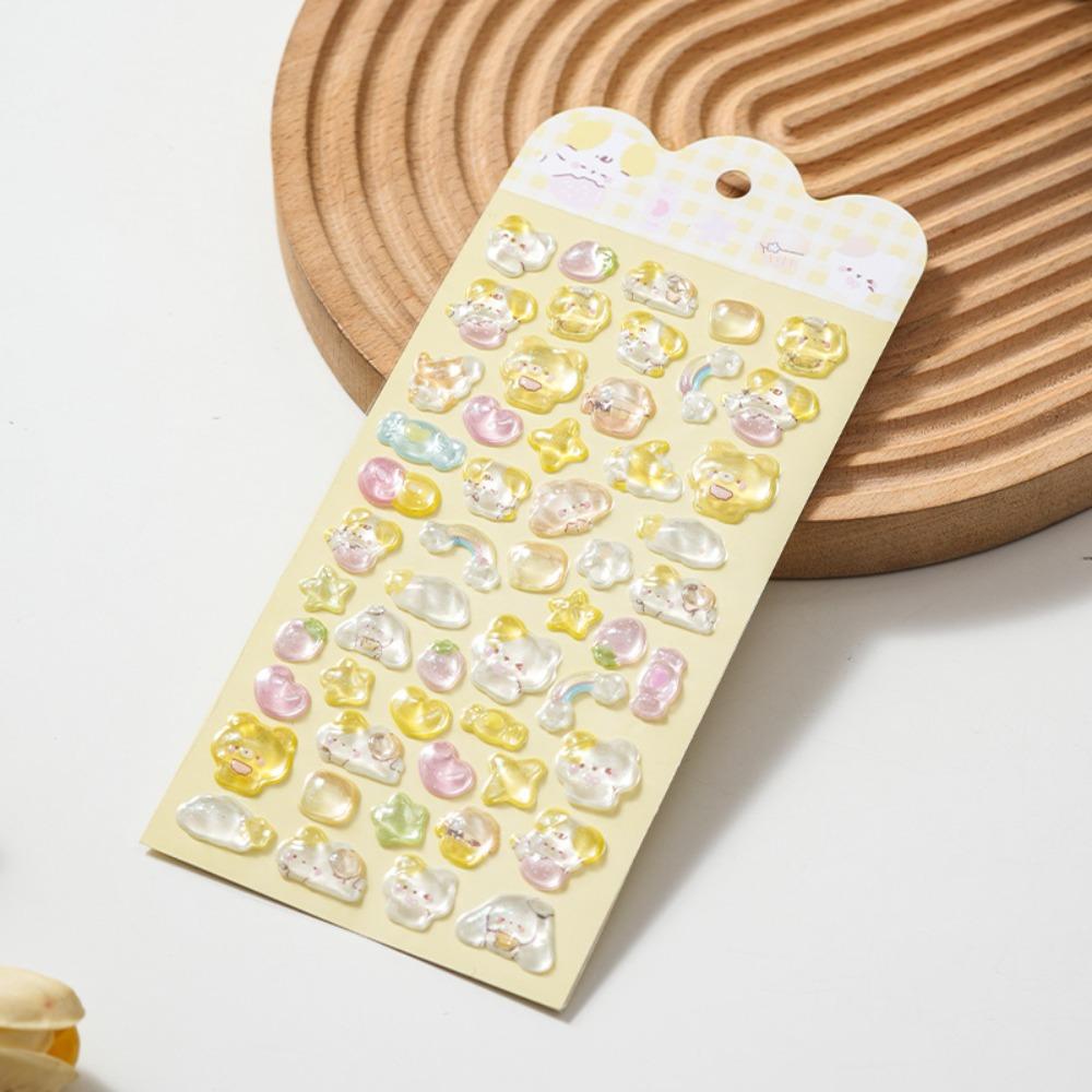 Embossed Animal 3D Crystal Sticker Melody PVC Cartoon Animal Sticker DIY Crafts Relief Decorative Sticker Water Cup Decoration