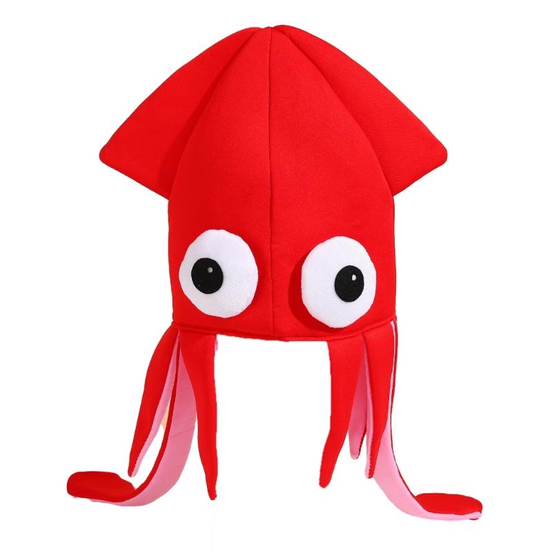 Sombrero de Calamar de Dibujos Animados Con 4 Opciones de Color Tela Suave y Transpirable Atrezo de Disfraz para Eventos Temáticos Para Diferentes Edades