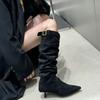 Autumn and Winter Piled Boots, Thin Boots, Pointed Toes, Thin Heels, Thin High Heels, Small Men But Knee Boots, Women