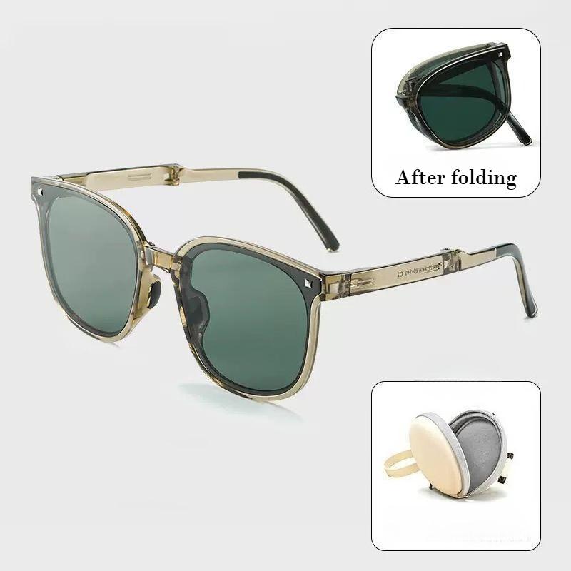 

Новые складные солнцезащитные очки с футляром, солнцезащитные очки винтажные женские овальные солнцезащитные очки, устойчивые к УФ-излучению солнцезащитные очки, пляжная повседневная оправа