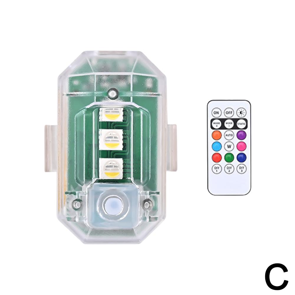 RGB LED Strobe Lights With Remote Control USB Rechargeable Warning Wireless LED High Lights Anti-Collision Light, Brightnes B1V1
