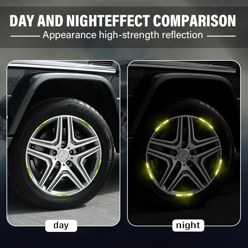 Car Wheel Hub Reflective Sticker Tire Rim Reflective Strips For Ford Focus Mondeo MK1 MK2 MK4 MK3 Fiesta ST Line Kugo Transit Escape Fusion Explorer