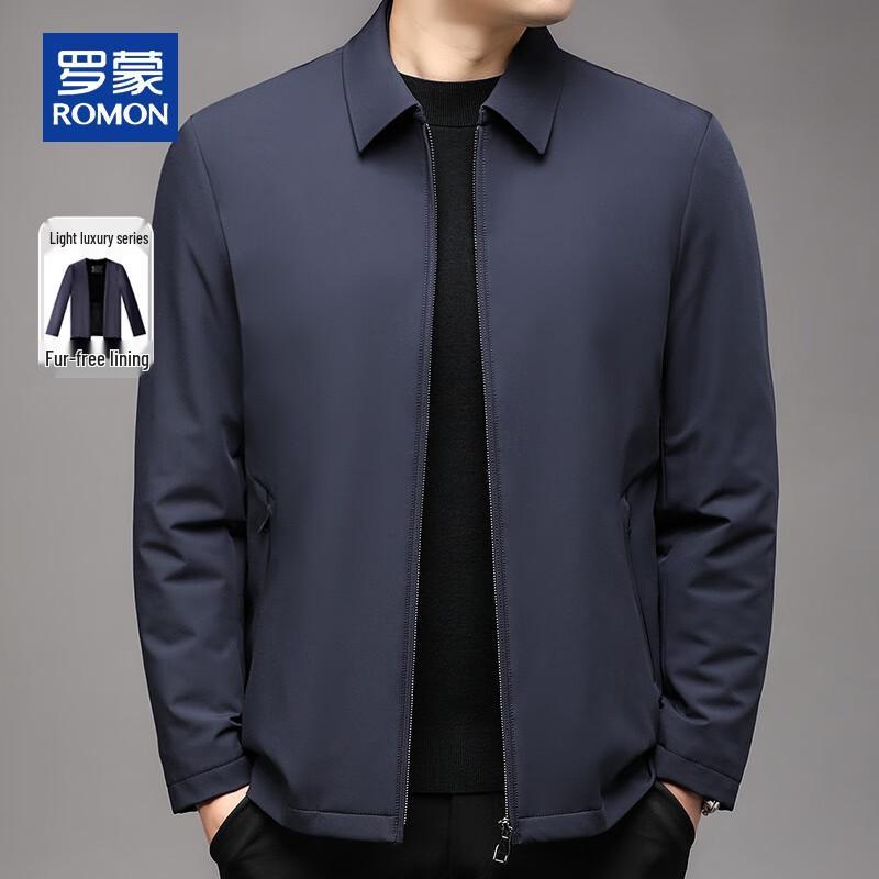 ROMON Men's Detachable Rabbit Fur Lined Winter Executive Jacket