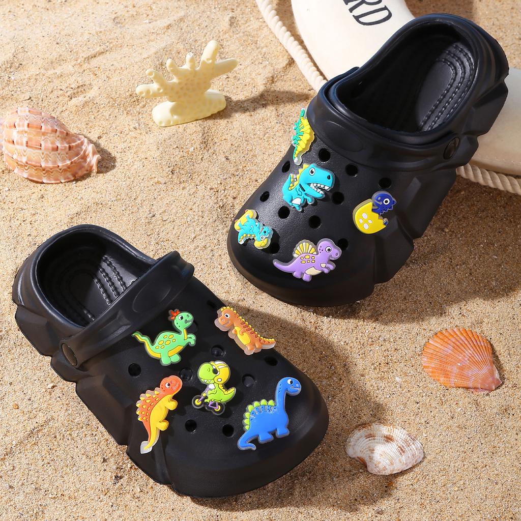 Boys' Casual Breathable Clogs with Luminous Cartoon Dinosaur Decoration, Lightweight Clogs for Shower, Beach and Pool 3057