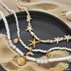 Hot-selling summer beach wind starfish shell pearl necklace set three-piece fashion versatile trend accessories