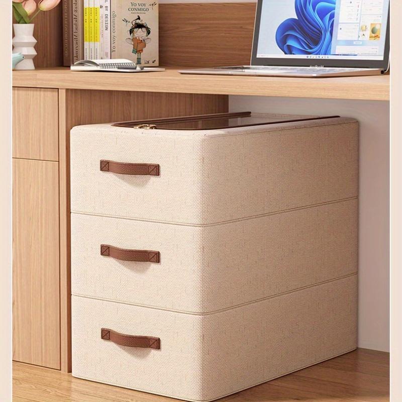 Foldable Shoe Storage Box with Dual Windows - Beige Fabric, Under-Bed Organizer for Sneakers & High Heels, Stackable Design, Shoe Storage Organizer