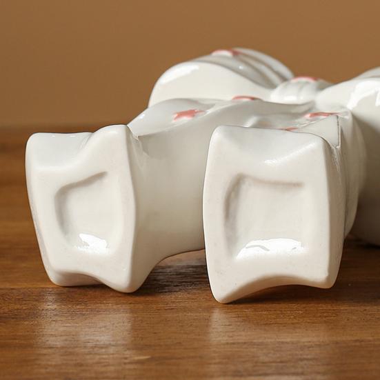 Delicate Desktop Decoration Ceramic Bow Vase with Star, Decorative Flowers Vase, Creative Flower Chic Room Decor Gifts Arrangement Holder for