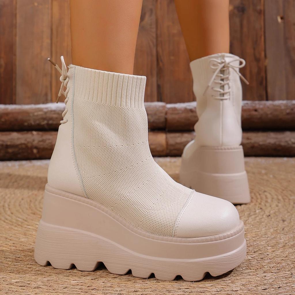 Women Ankle Boots Autumn Winter Chelsea Short Boots Chunky Heel Elegant Boots Women Comfortable Designer Platform Shoes Women