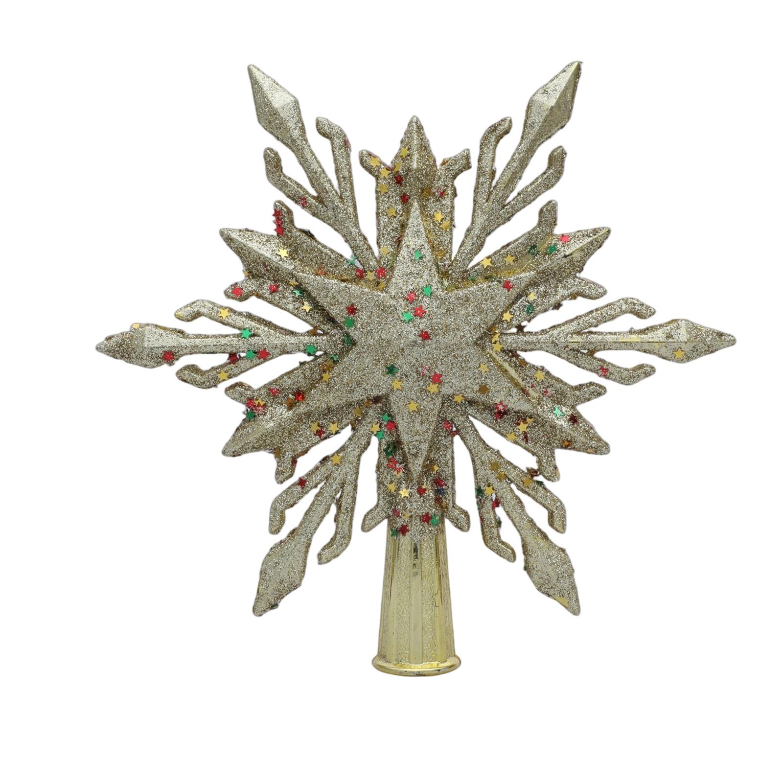 

Christmas Tree Topper Star Glitter Snowflake Design Durable Plastic Material Suitable for Holiday Tree Decoration Indoor Use One Size золотой