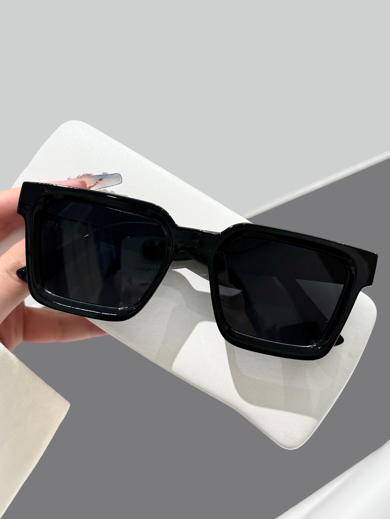 1Pc Square Sunglasses Unisex Trendy Large Frame Sunglasses Stylish Shadow Glasses Fashionable New Black Frame Holiday Gift