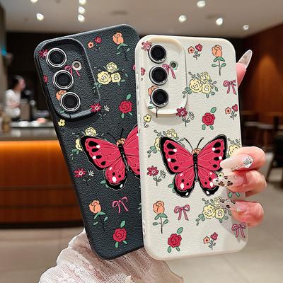 Rose Butterfly Phone Case For Samsung Galaxy A56 A16 A17 A36 A26 A55 A15 A25 A54 5G S25 S24 S22 Ultra S23 S24 FE Soft TPU Cover