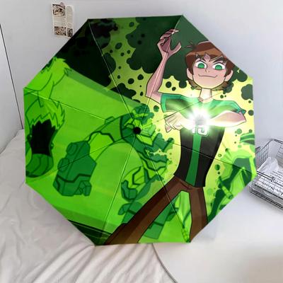 Model Ben 10, umbrelă cu pliere automată, design portabil și pliabil, 8 spițe, un cadou de Crăciun sau de ziua de naștere.