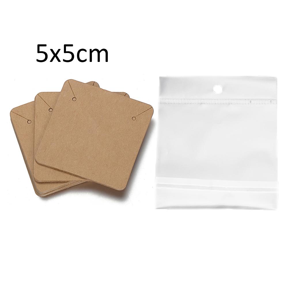 50 Jeux de Cartes pour Boucles d'Oreilles et 50 Pièces de Sacs Cartes d'Exposition pour Colliers Boucles d'Oreilles Sacs Auto-adhésifs Carte en Papier Kraft pour Emballage de Bijoux DIY