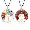 Gold Hand-Wrapped Natural Crystal Tree of Life Necklace - Colorfast Money Tree Design (N47)