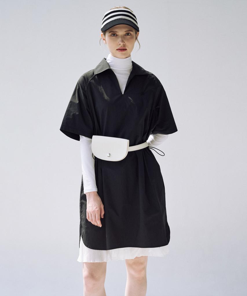 AIMSWING+8 Open Collar Windbreaker Dress (Black)