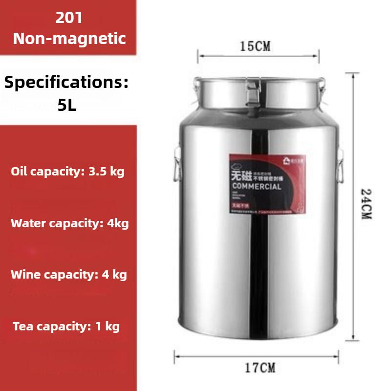 304 Stainless Steel Sealed Jar Food Grade Oil Barrel Milk Tea-leaf Transportation Barrel Wine Drum Sealed Tank