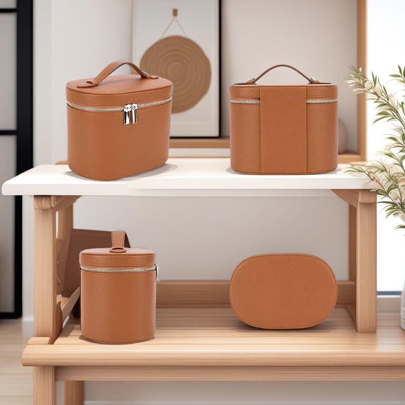 New Double Zipper Waterproof PU Leather Toiletry & Makeup Bag: Large-Capacity Travel Organizer for Cosmetics & Skincare