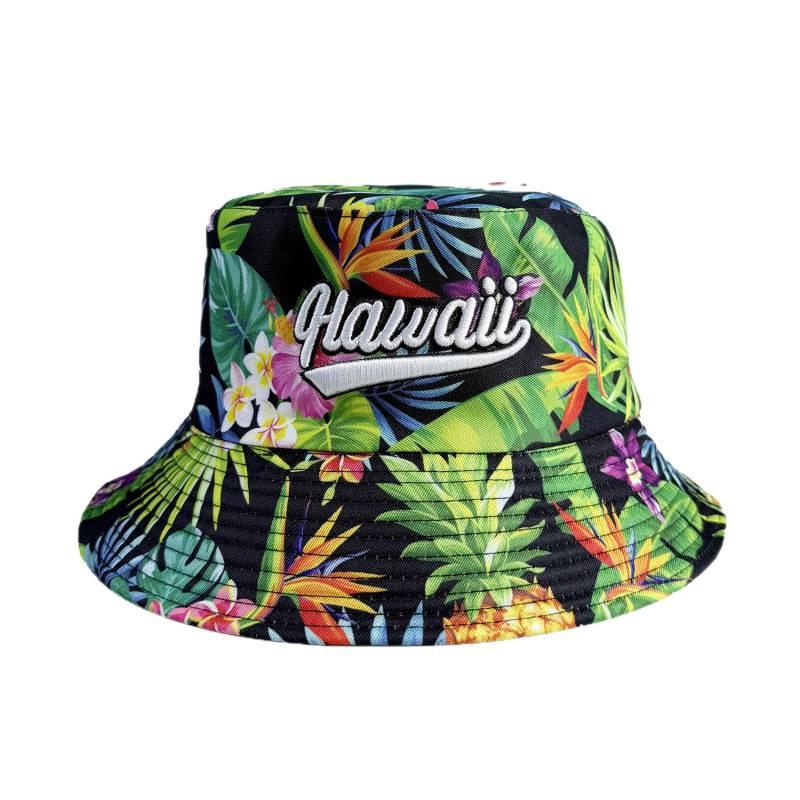 Outdoor hot island style letter three-dimensional embroidery digital printing bucket hat fashion versatile basin hat