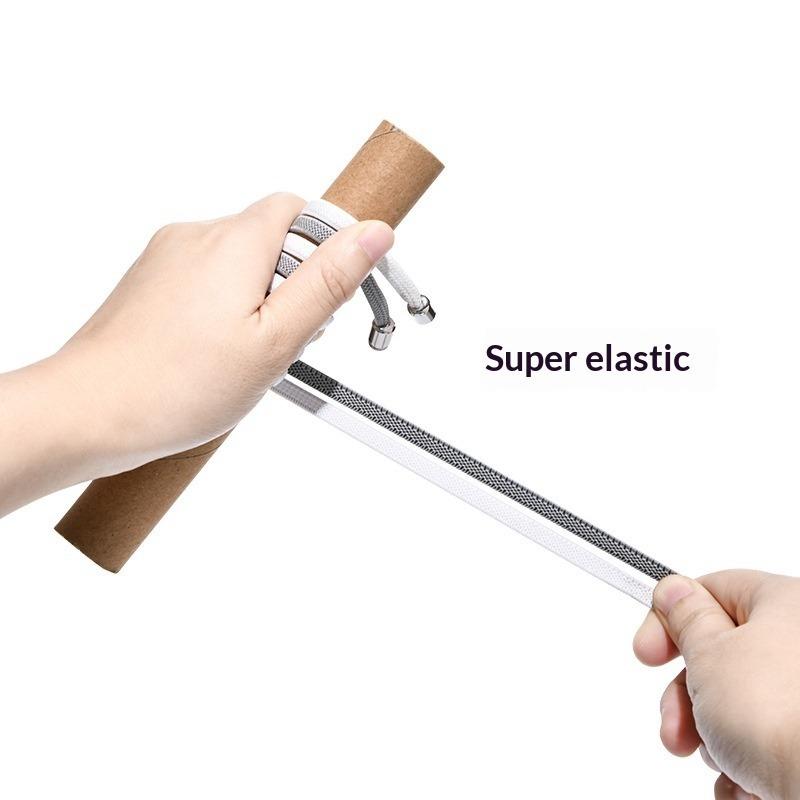 0.6cm Wide Flat No Tie Shoelaces Capsule Lock Elastic Shoestrings for Kids Adults Sneakers
