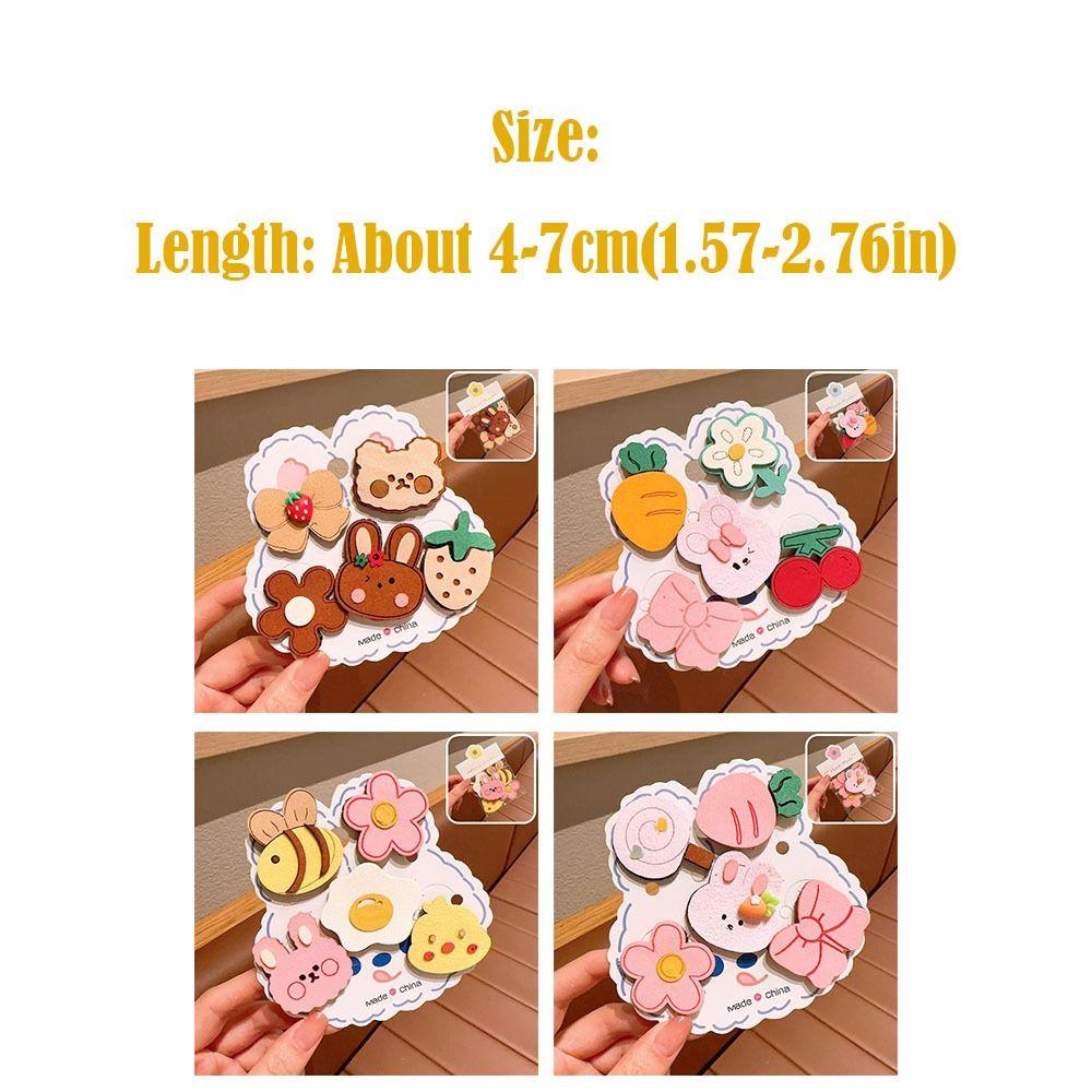 5Pcs/Set Cute Cartoon Hair Clip Not Hurt Hair Reusable Headwear Bangs Clips Gifts