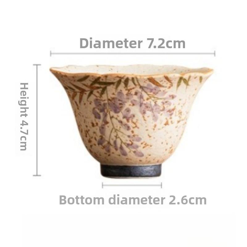 

High Grade Master Cup Hand Painted Gold Wisteria Flower Bell Cup Anti Scald Large Capacity Tea Tasting Cup 56ml