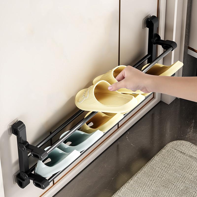Wall Mounted Shoe Rack Free Punch Slipper Rack Bathroom Slipper Hook Shoe Storage Shelf Drying Rack Door Shoe Hanging Holder