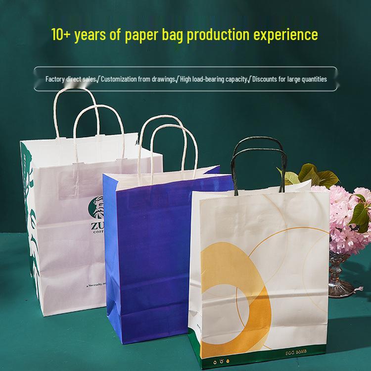 Custom Kraft Paper Takeout & Gift Bags for Pastry, Tea, and Shopping