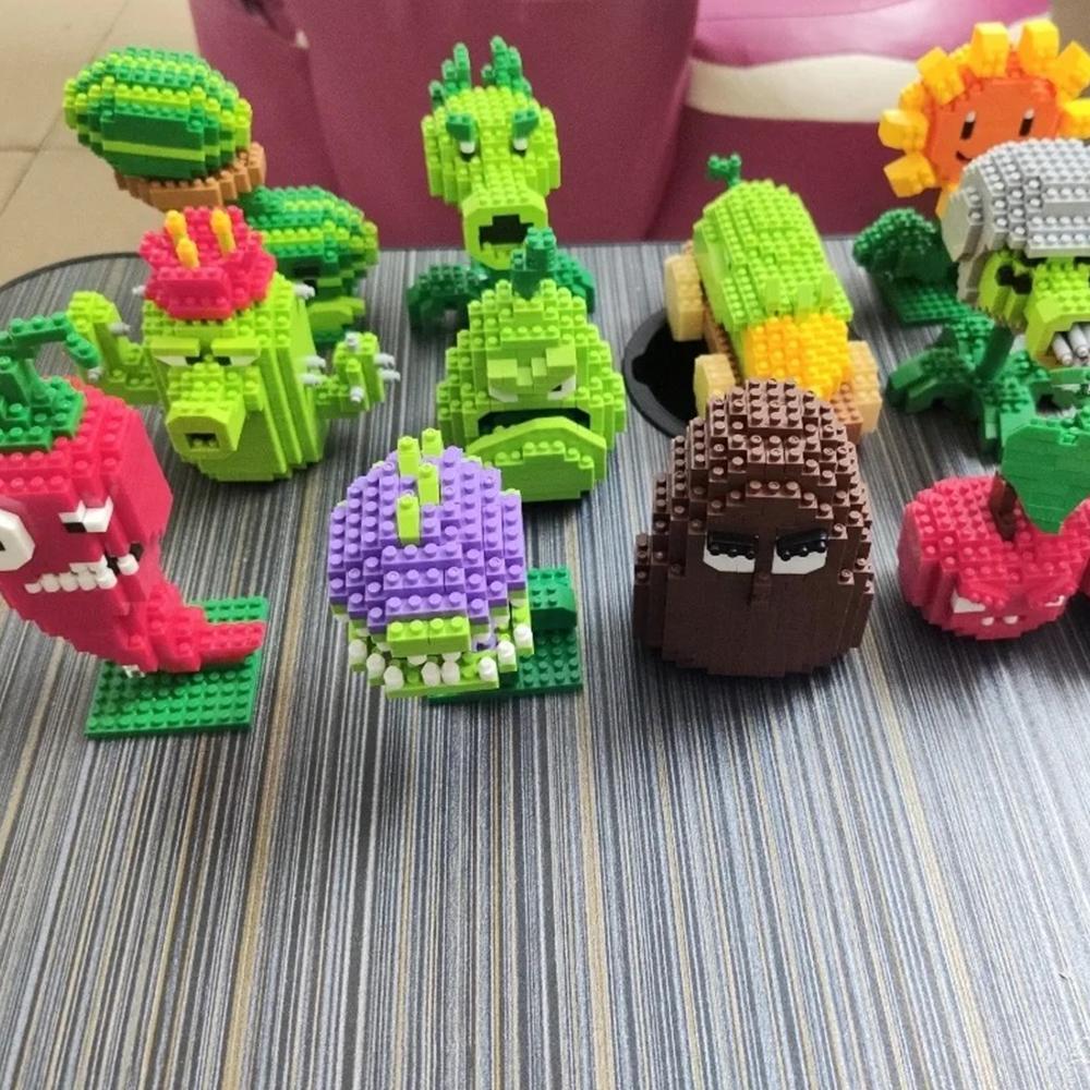 16 Stili Plants vs Zombies 2 Blocchi Saggezza Bambino Giocattolo Figura Girasole Sparasemi Ciliegio Testa di Ciliegio Zombie Gioco Regalo per Bambini
