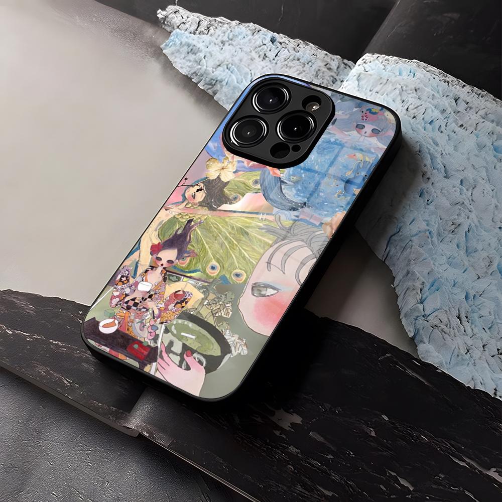 Aya Takano Paintings Phone Case Tempered Glass For IPhone 16 17 13 14 12 15 11 Pro Max Plus Mini X XR SE2020 Coque