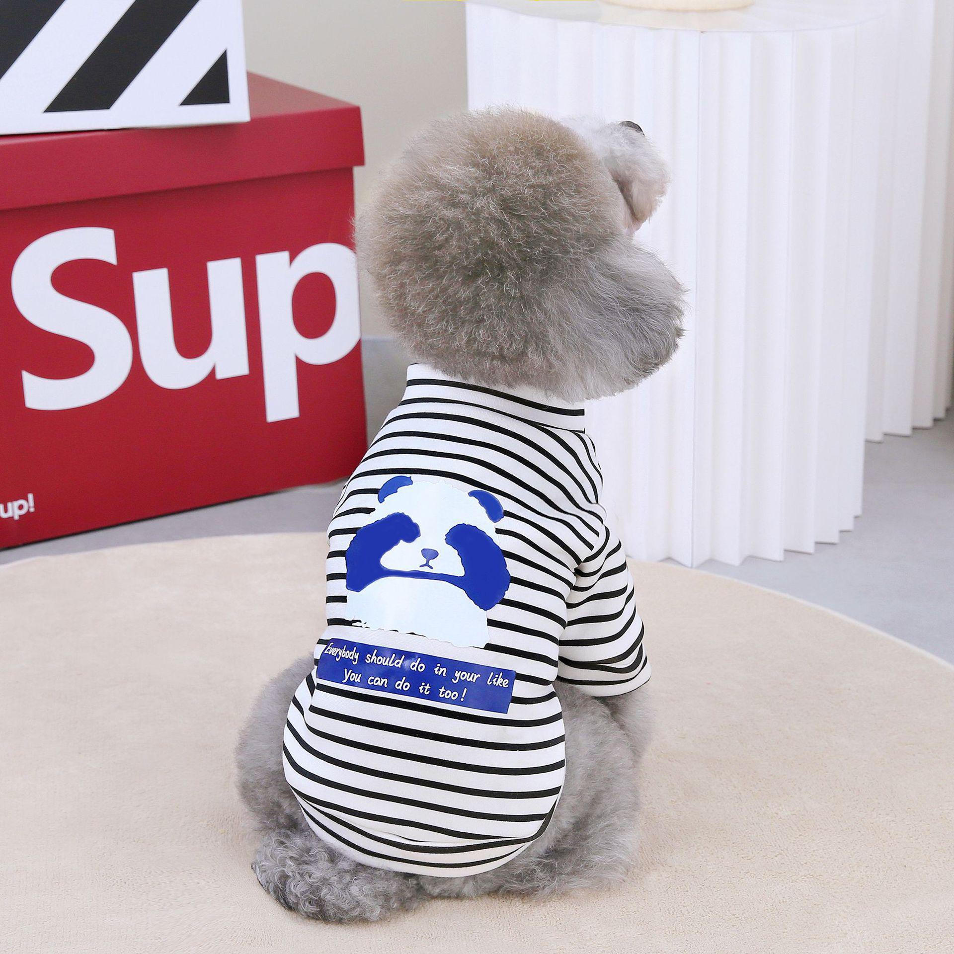 

Полосатый свитер для собак с пандой на осень и зиму — уютная одежда для двуногих питомцев: кошек, бишонов и плюшевых собачек L (6-8.5 lbs)